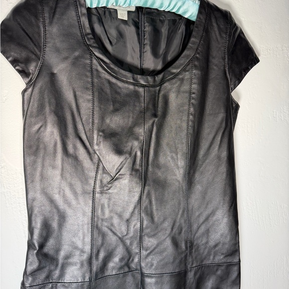 Boston Proper Black Leather Like Mini Dress - Picture 4 of 15